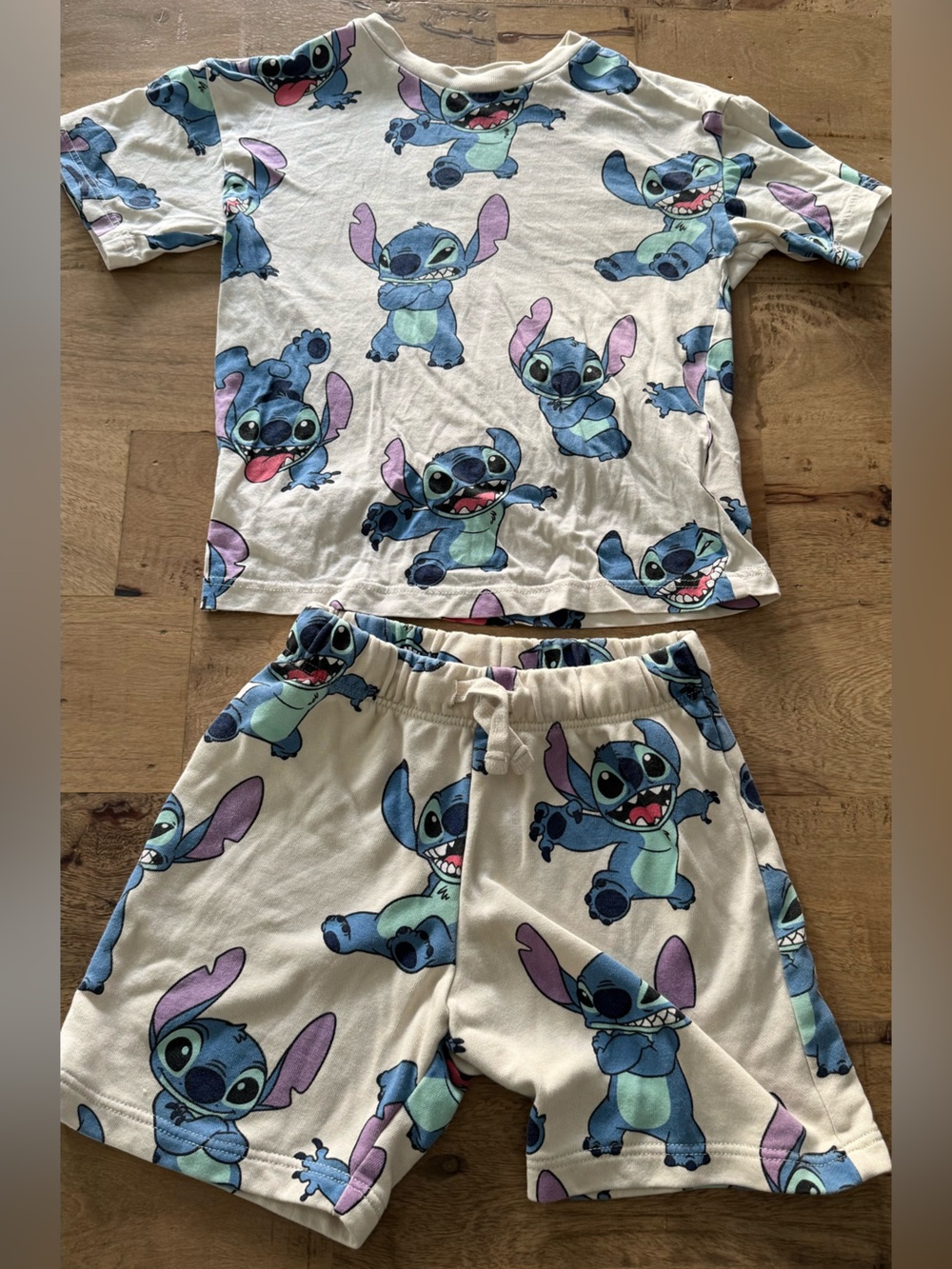 H&M Kids Stitch Print matching Set Blue & White sz 5 t